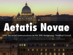 Huấn thị Mục vụ Thời đại mới (Aetatis Novae) về việc truyền thông