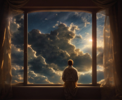 DreamShaper v7 God looking out the window 0