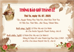 THÔNG BÁO GIỜ THÁNH LỄ 16